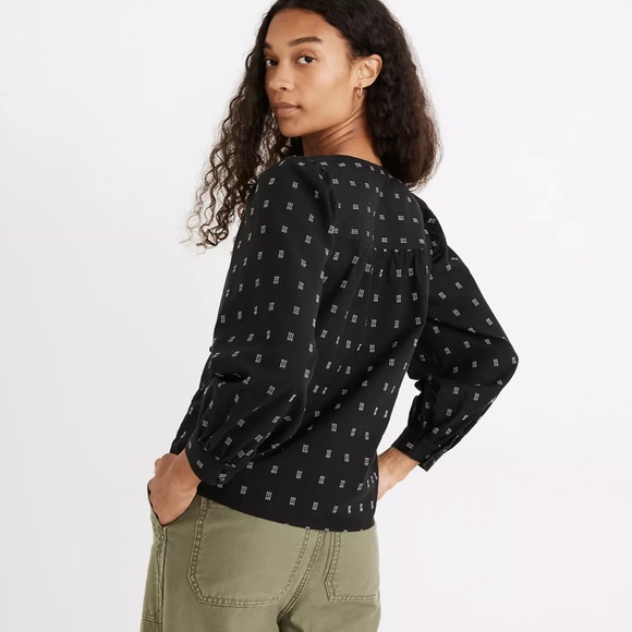 Madewell black and white embroidered top, size medium - Picture 3 of 10